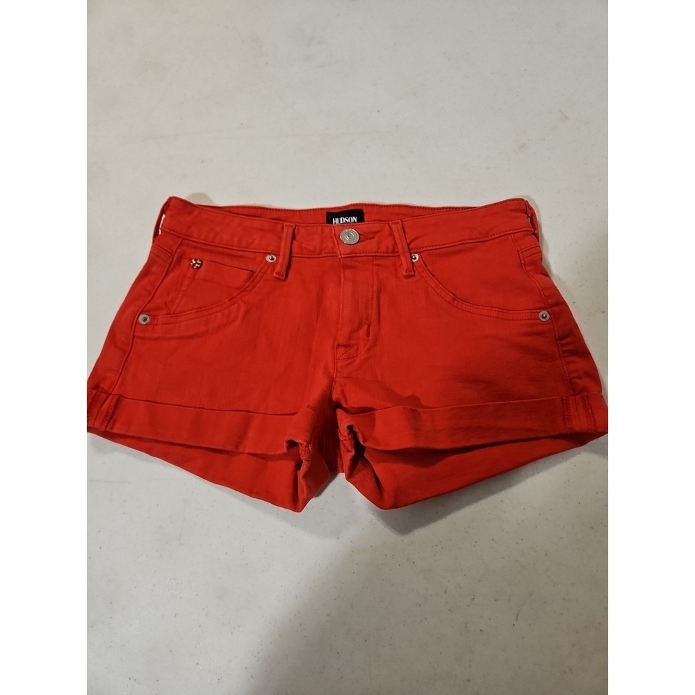 HUDSON Womens 27  Hampton Cuffed Denim Shorts Red (1622